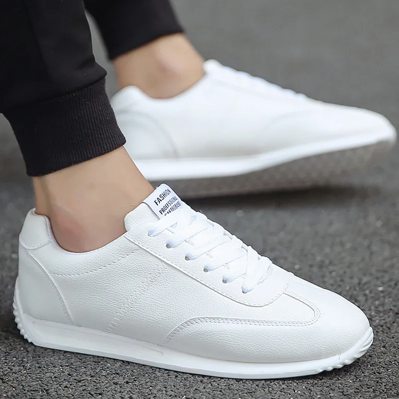 

White Leather Sneakers Boys Sport Vulcanized Shoes Men Comforthable Spring Sneakers Mens Casual Shoes