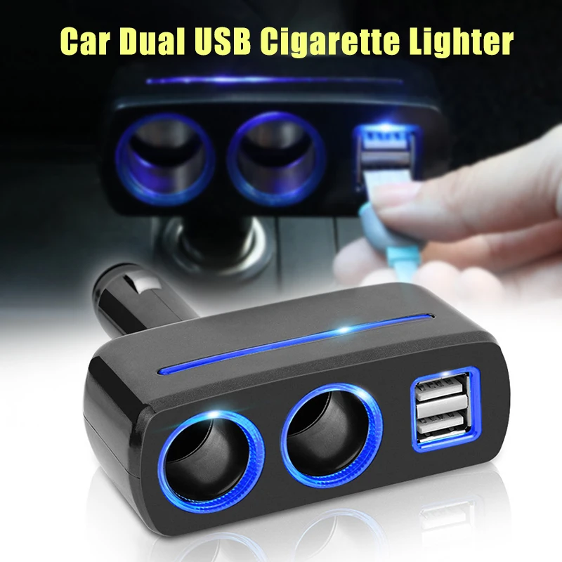 Двойной USB зарядное устройство 2 Way розетка для автомобильного прикуривателя