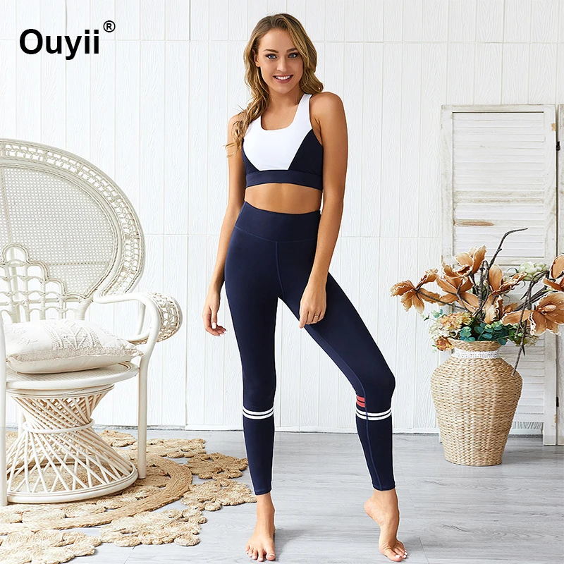 Новейшая модель комплект из двух предметов бесшовная спортивная одежда с