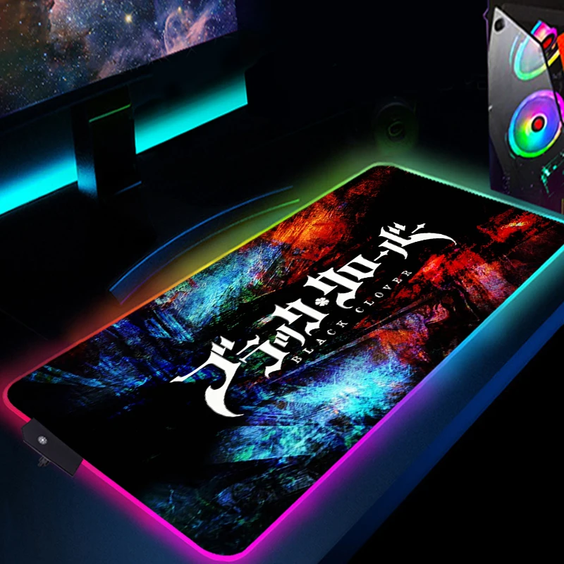 

Mouse Pad RGB Black Clover Large XL Gaming Accessories Colorful Computer Keyboard Table Desk Mat Notebook Laptop Gamer Mousepad