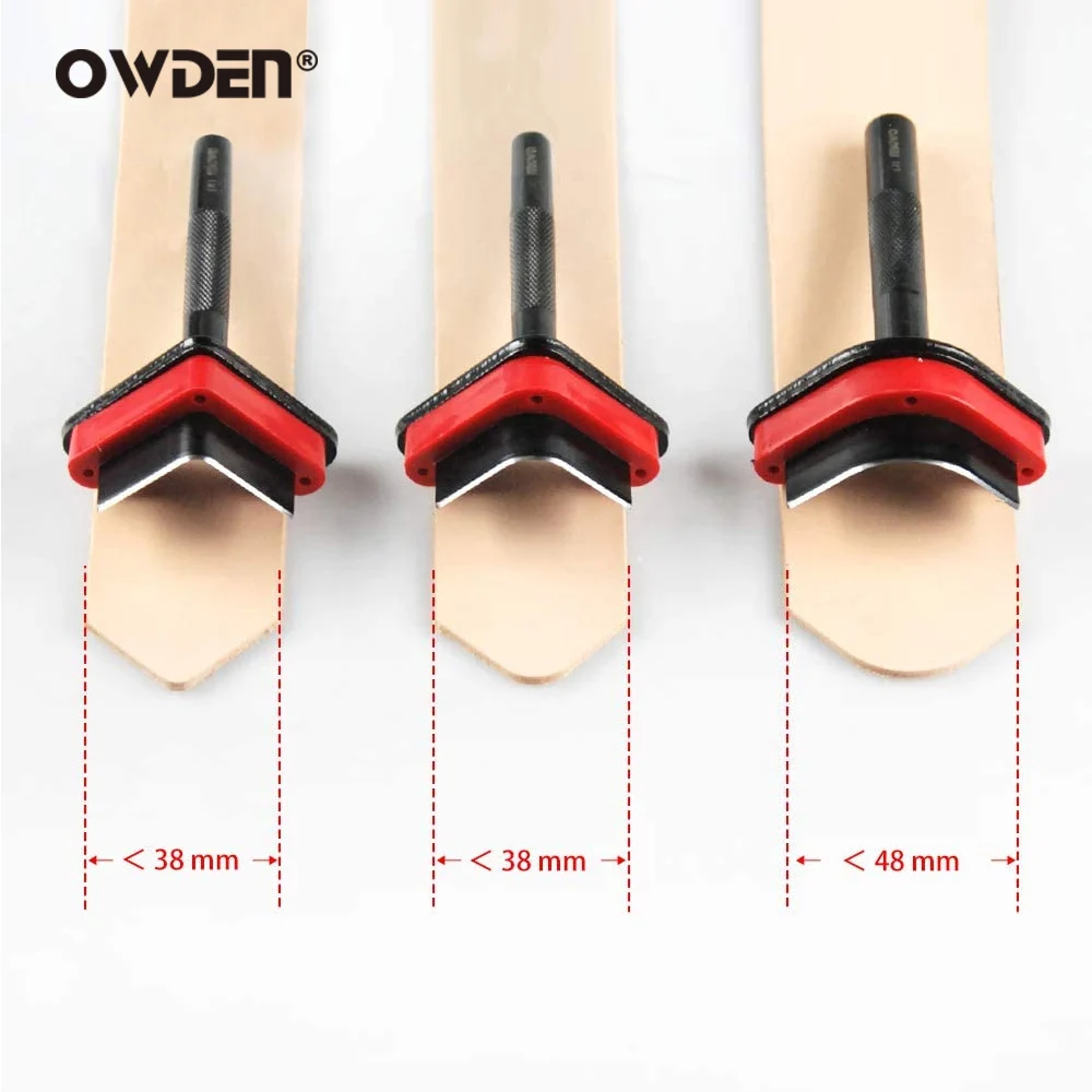 OWDEN-Juego de 3 piezas de correa de cuero en forma de tri&aacute;ngulo, cortador de extremo de correa, juego de herramientas de corte de cuero-2