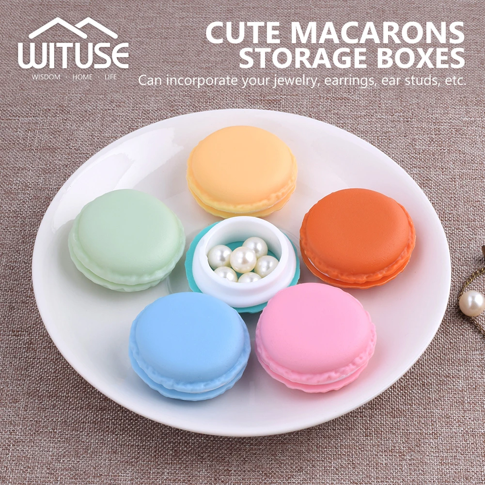 

1Pc Mini Cute Macarons Candy Lovely Color Case Storage Box Gifts Organizer Ear Jewelry Decoration Case Necklace Earring Package
