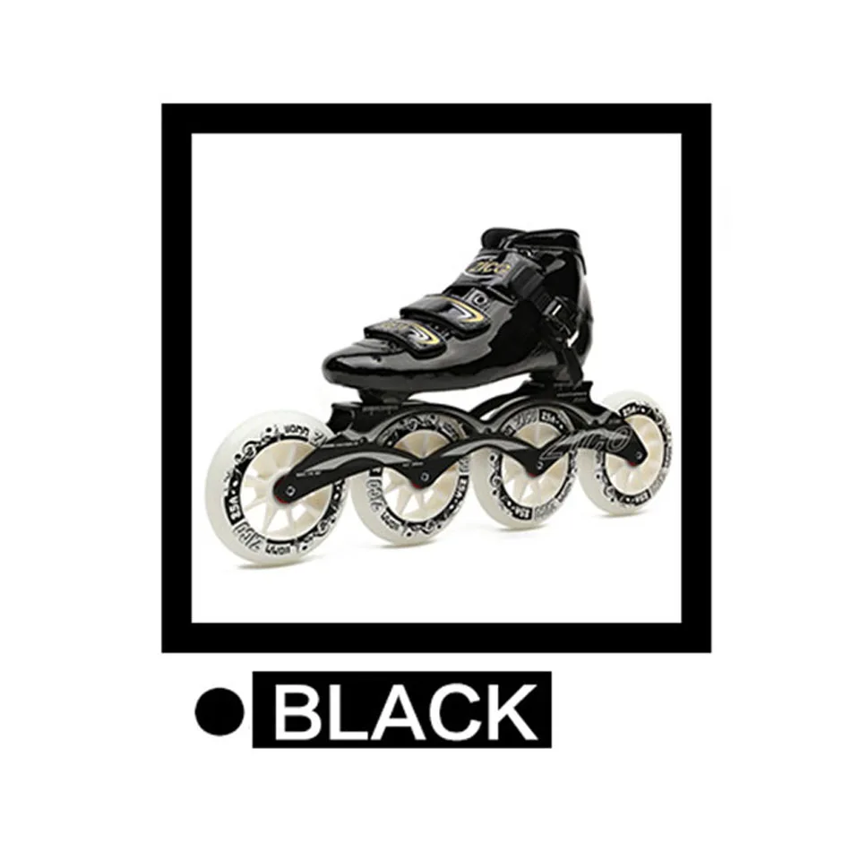 Black JEERKOOL скорость роликовые коньки из углеродного волокна профессиональные 4 колеса конькобежный спорт ZICO коньки для детей взрослых мужчин Patins SH49 - Цвет: Black