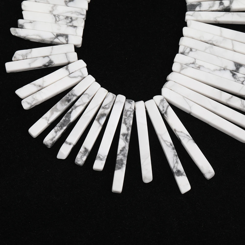 Approx 80pcs/Strand Delicate Women Raw White Turquoises Howlite Loose Bead Graduated Point Necklace Pendant Craft Gift HS-04AMBE | Украшения