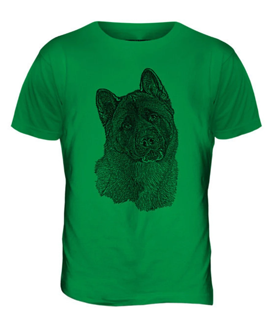 Американская Акита эскиз Мужская футболка с принтом Топ отличный подарок для