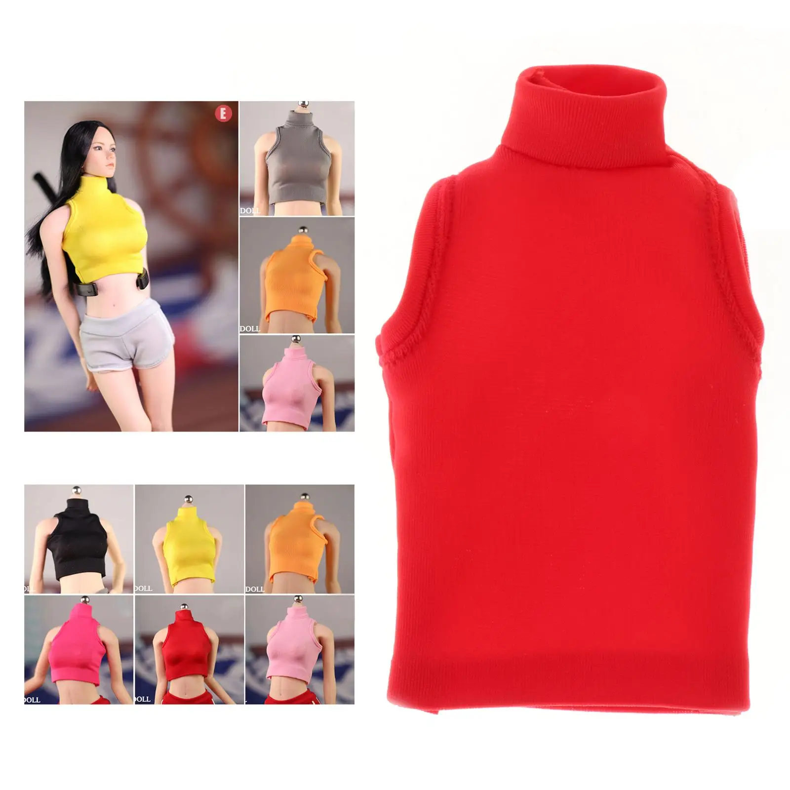 

1/6 Scale Highneck Tight Vest Clothes for 12" TTL DID TC Women Figures Accs