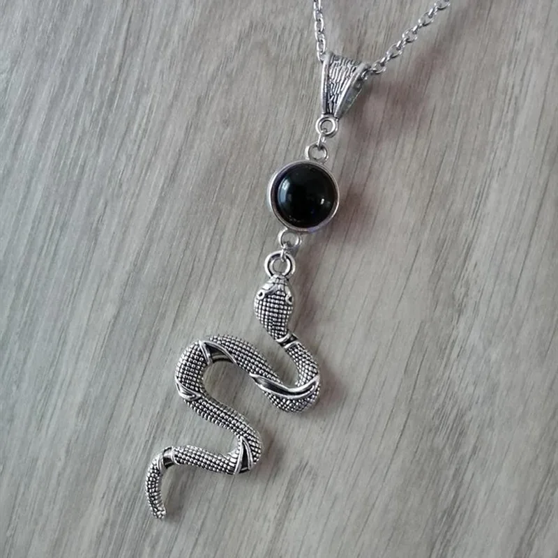 Очаровательная подвеска Snake &amp ожерелье с пауком черный ониксовый камень ведьма