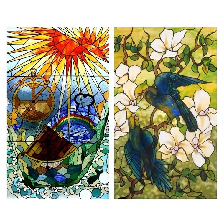 Матовая пленка на окно витражная в стиле ретро европейском церковном наклейки