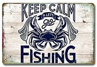 

Metal Signs Keep Calm & Let's go Fishing Signs Metal for Crafts