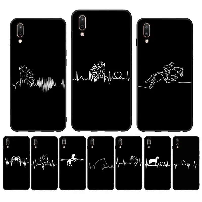 

Horse Pony Heartbeat Phone Case For Oppo Reno Realme C3 6Pro Cover For vivo Y91C Y17 Y19 Funda Capa