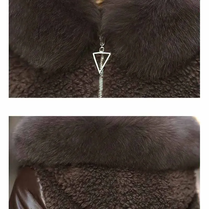 Женский пуховик из натуральной кожи зимняя кашемировая кожаная куртка овечьей с