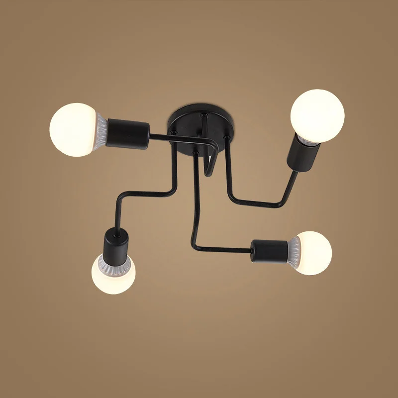 

American Retro Creative Black Living Room Bedroom Ceiling Light Dining Room Lamp Bar Counter Iron Kitchen Ceiling Lamps