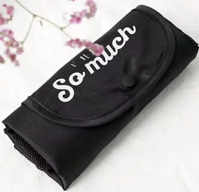 Нейлоновые черные многоразовые сумки для покупок Женская Складная Сумка-тоут