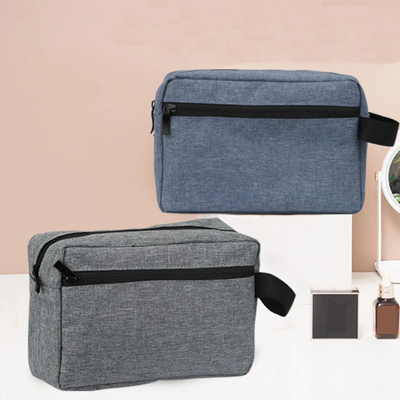 Модная мужская деловая косметичка на молнии двухслойная для макияжа