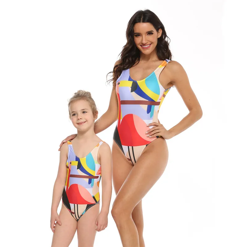 Bunvel/одинаковые комплекты для всей семьи Цельнокроеное бикини мамы и ребенка