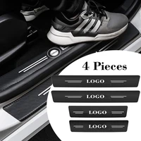 4pcs carbon fiber car door sill protector sticker for honda mazda ford hummer geely accessories