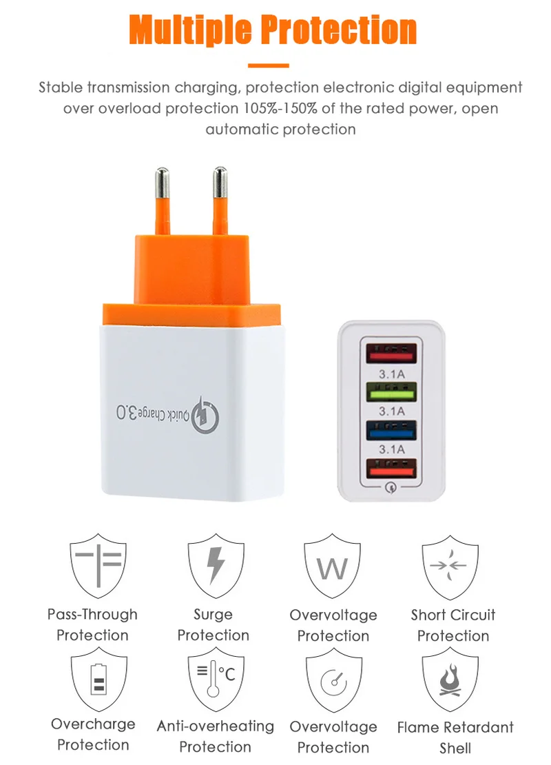 Universal USB Quick Charge 3.0 5V 3A for iphone X XS EU US Plug Mobile Phone Fast Charger Charging Samsug S9 Huawei Xiaomi | Мобильные