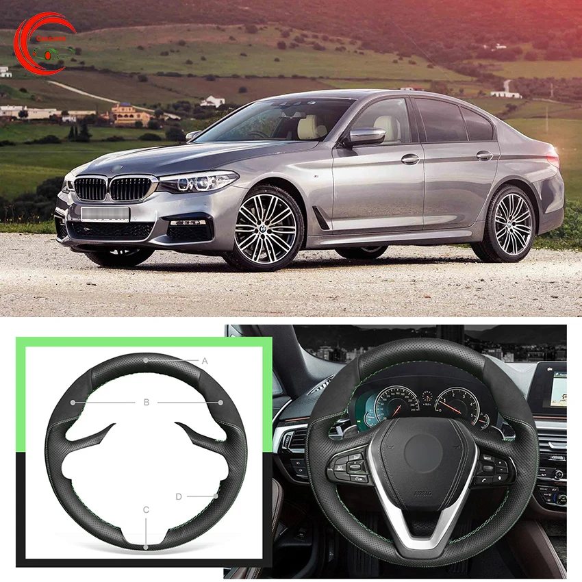 

Black Suede Car Steering Wheel Cover For BMW G20 G21 Touring G30 G31 G32 X3 G01 X4 G02 X5 G05 X7 G07 Z4 G29