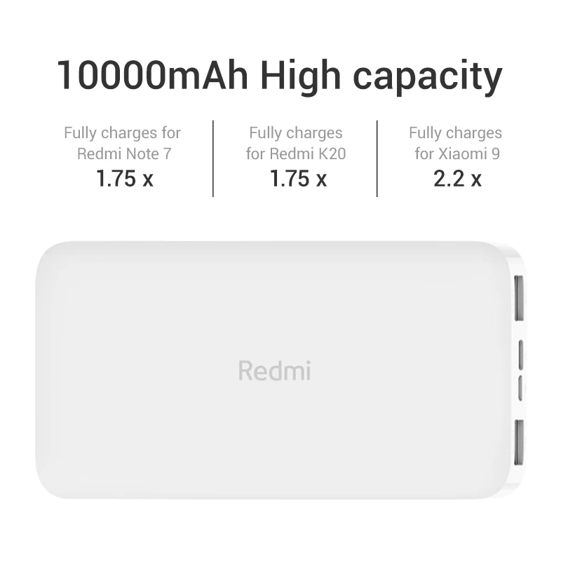 Оригинальный внешний аккумулятор Xiaomi Redmi 10000 мАч быстрая зарядка 18 Вт Двойной
