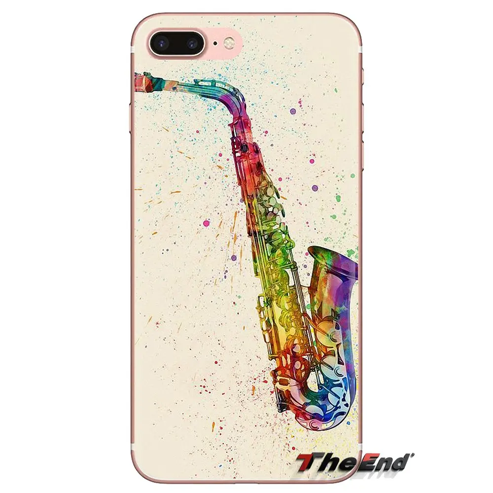 Саксофон музыка Джаз символы ТПУ чехол для iPhone XS Max XR X 4 4S 5 5S 5C SE 6 6S 7 8 плюс samsung Galaxy J1