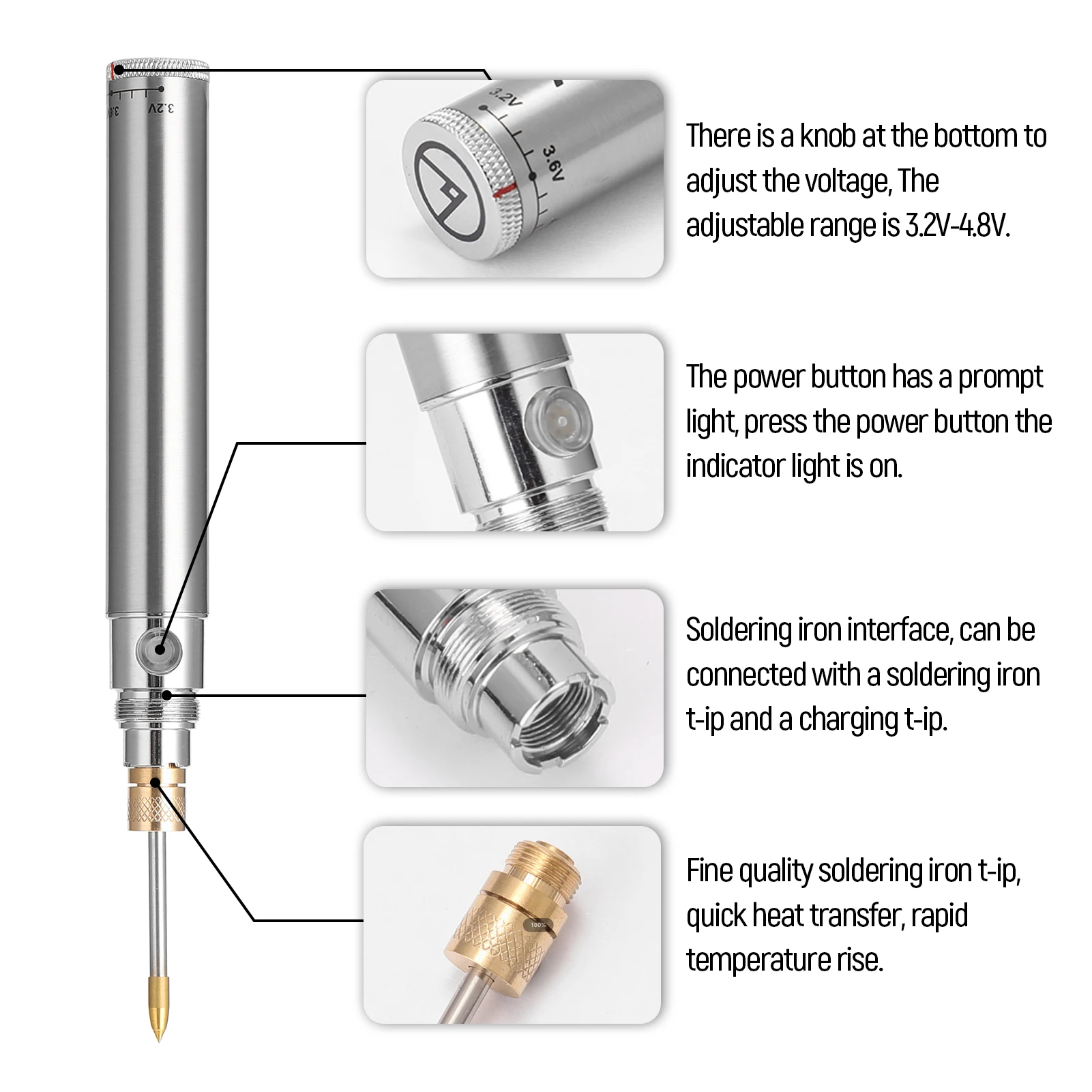 

USB Voltage Adjustable Soldering Iron Wireless Rechargeable Soldering Iron Portable Outdoor Soldering Iron with Welding Tools