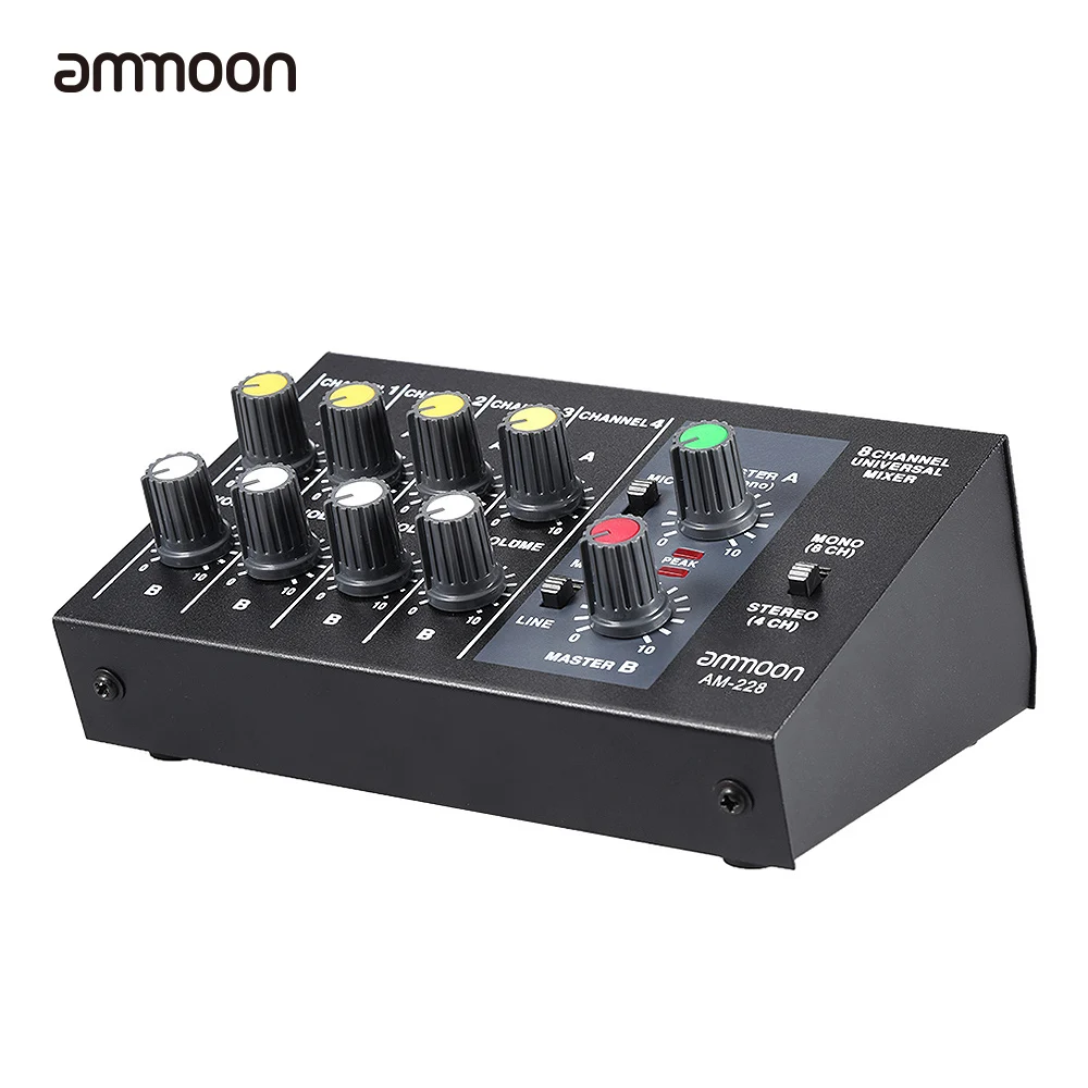 Ammoon AM-228 8 каналов аудио DJ микшер ультра-компактный низкий Шум металлический