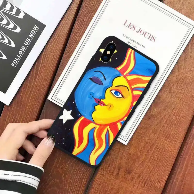 

Funny Sun Moon Face Phone Case for iPhone 11 12 mini pro XS MAX 8 7 6 6S Plus X 5S SE 2020 XR