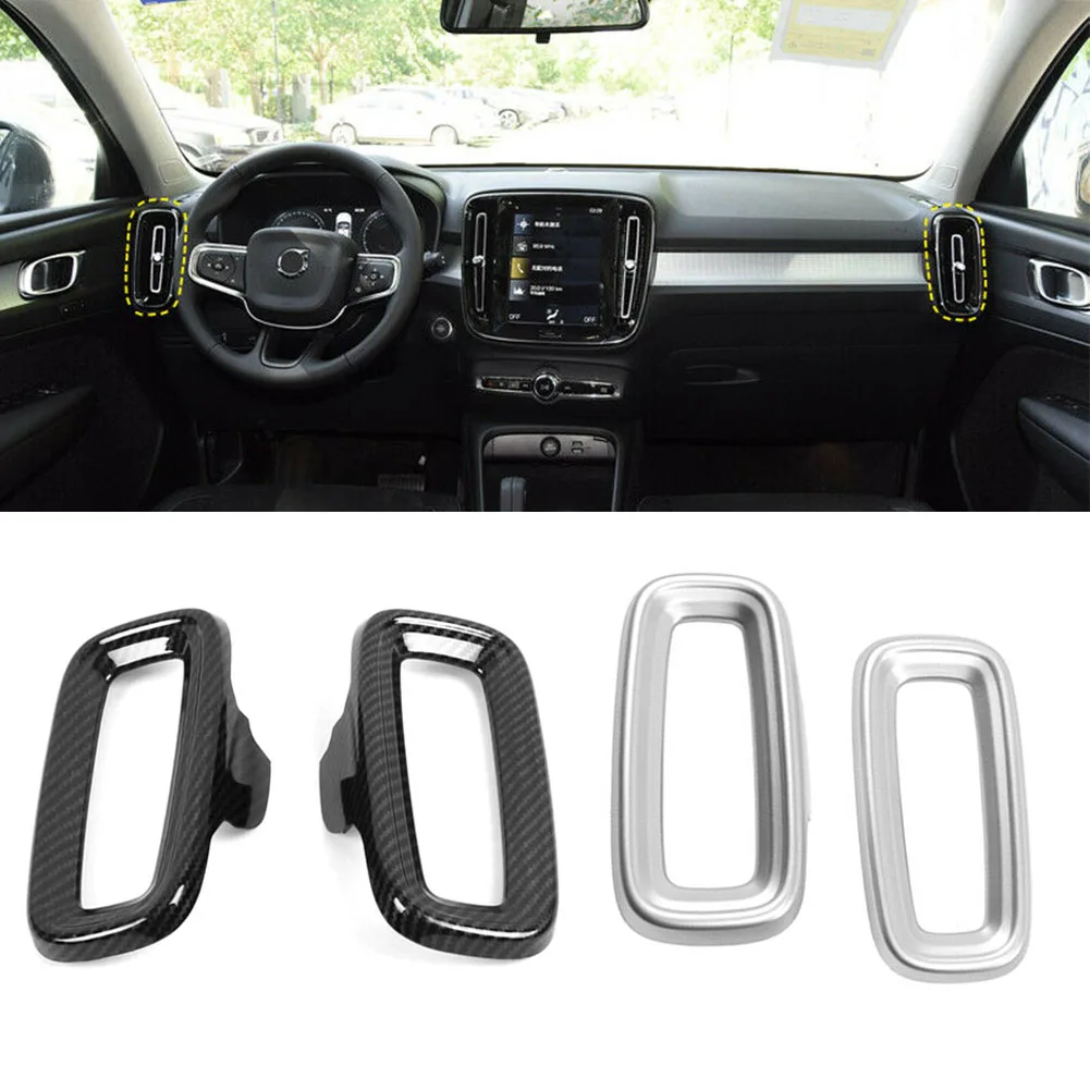 

Углеродное волокно/Матовая Серебристая внутренняя сторона автомобиля Крышка вентиляционного отверстия отделка украшение ABS для Volvo XC40 2018 2019 2020 2 шт.