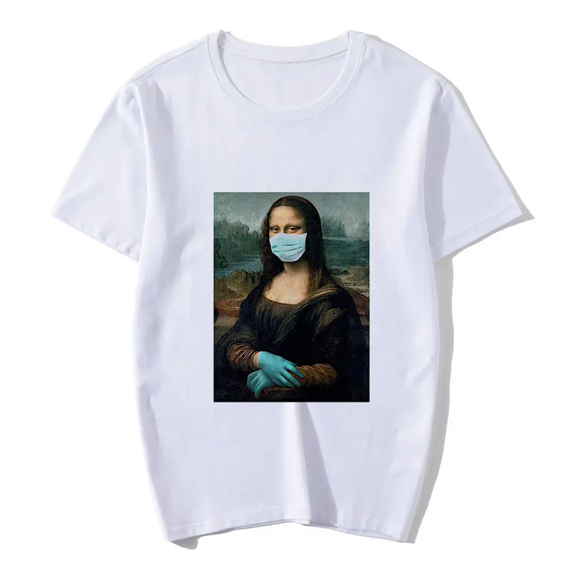 

Mona Lisa Funny Women T Shirt Spoof Summer Fashion Casual Short Sleeve Aesthetic Female T-shirt Tumblr Tshirt Vogue Summer 2020