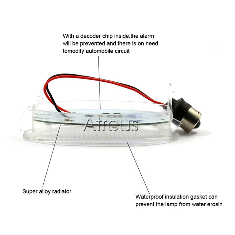 Mutips 2X Автомобильный светодиодный Подсветка регистрационного номера 12V номерной