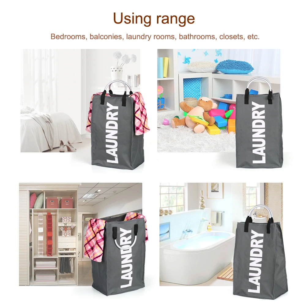 

Laundry Bag Foldable Laundry Basket Large Dirty Laundry Basket Hamper Sorter Oxford Cloth Dirty Clothes Bag with Aluminum Handle