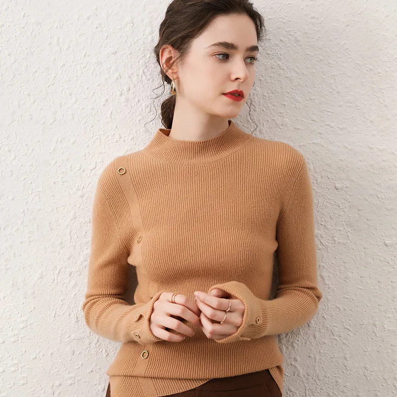 Женский пуловер с длинным рукавом водолазка Осень-зима теплый утепленный