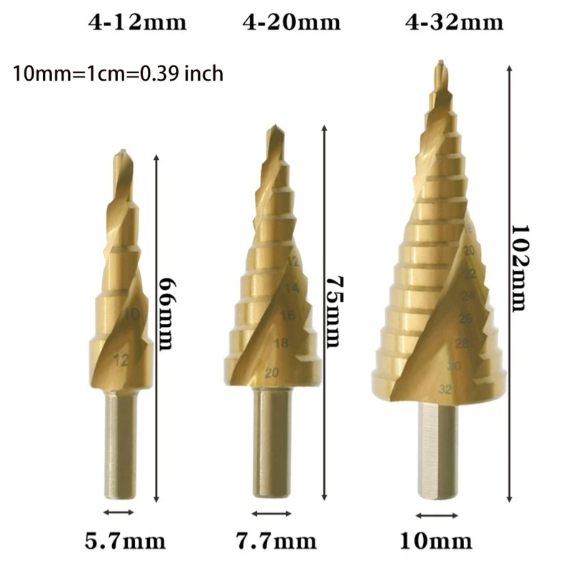 35ED 3 шт. Золотое титановое покрытие треугольный хвостовик набор ступенчатых