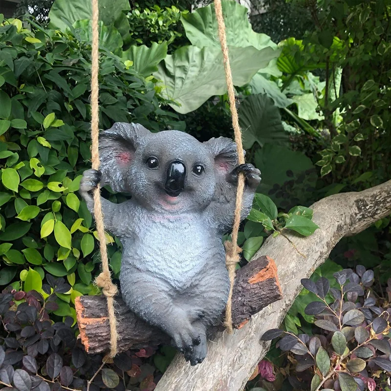 

Качели в виде медведя коала, креативная искусственная скульптура для сада, подвесная симпатичная смола в виде животного для использования ...