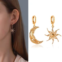sun moon dangle earring asymmetric drop earrings for women girls trendy elegant abstract hollow earings fashion jewelry brincos