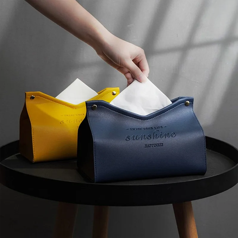

Leather Tissue Box Car Toilet Pumping box Home Living Room Decoration Bedroom Kitchen Desktop Nordic Large Storage Box Wholesale