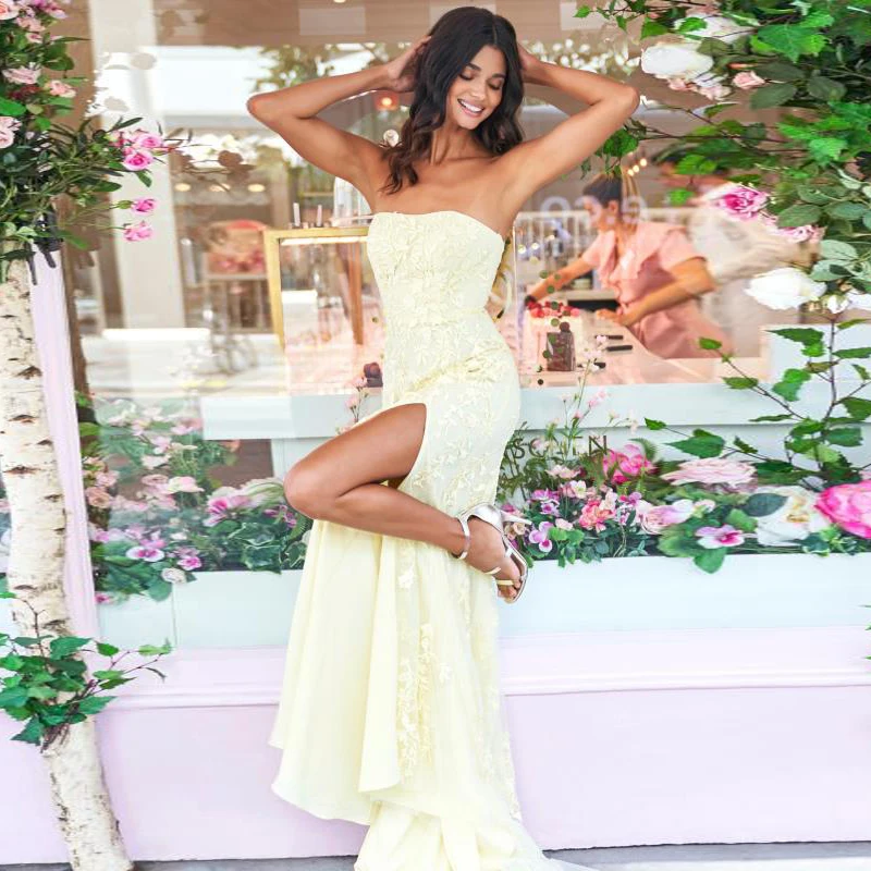 

JONANY Evening Dress For Women Simple Sexy Apparel Sweetheart Sleeveless Backless Floral Lace Robe De Soirée For Cocktail Party