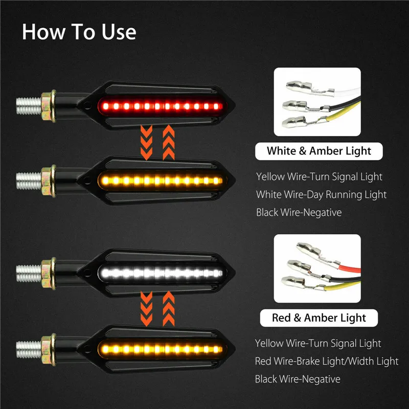 

Motorcycle Turn Signal Light LED Flowing Water Flashing Blinker Brake/Running Light DRL Flasher Tail Lamp for Honda Front Rear