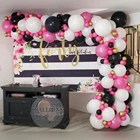 152 шт. черные ярко-розовые воздушные шары комплект гирлянды в качестве фона для детского праздника День Рождения декорации на свадьбу, вечеринку воздушные шары