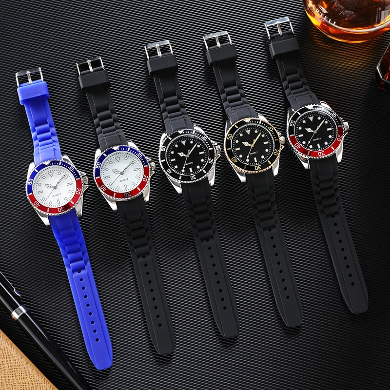 

Men Watches Classic Analog WristWatch Geneva Silicone Rubber Strap Spinning Bezel Waterproof Clock Male Relogio Masculino