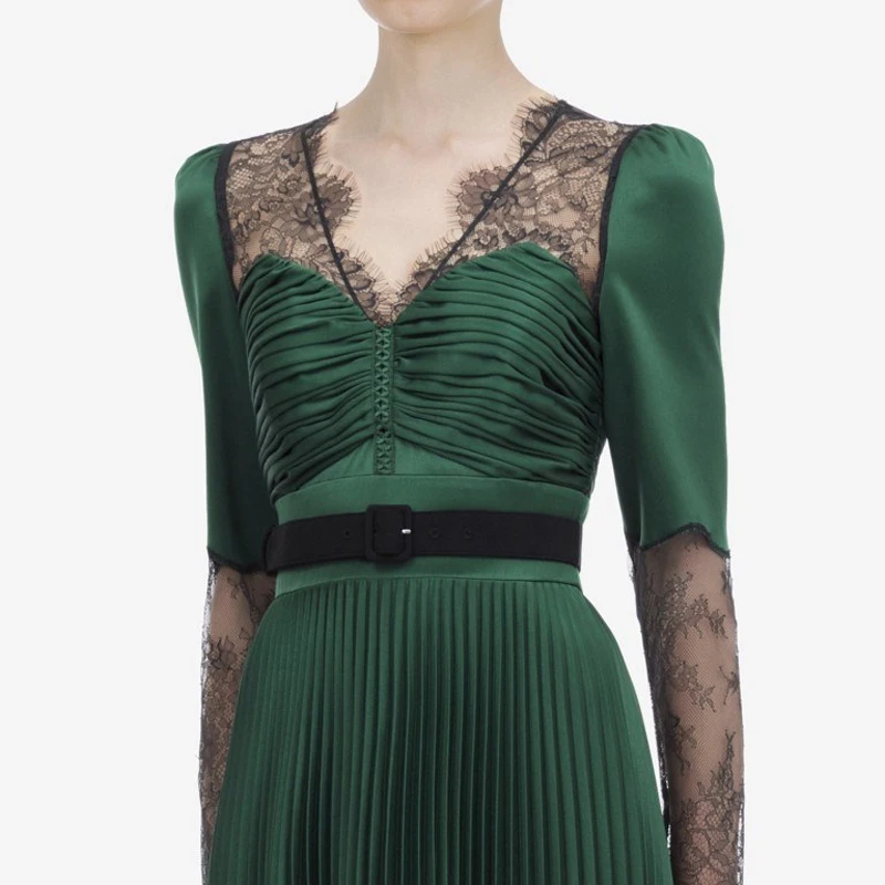 Элегантное Плиссированное сатиновое платье макси для женщин новинка 2019