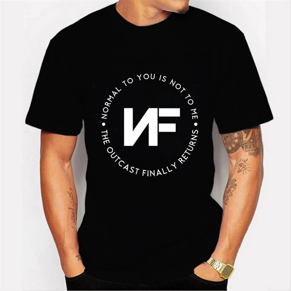 Camiseta de marca de moda para hombre, ropa de NF de gran tamaño, manga de Color negro, Camiseta ajustada de algodón, camiseta informal, XXS-4XL