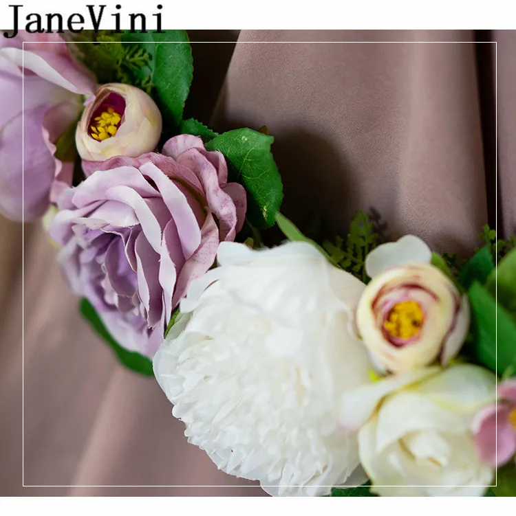 JaneVini 2020 искусственный свадебный цветок венок Шелковый темно-пион фиолетовый