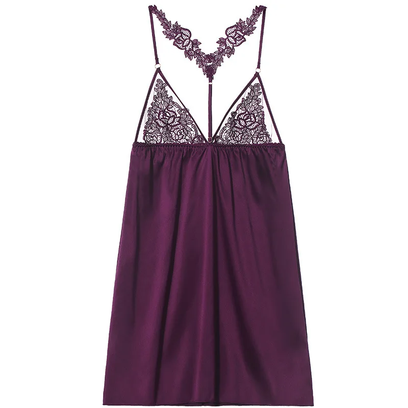 Ночная сорочка Lilymoda женская шелковая пикантная ночная рубашка с V образным