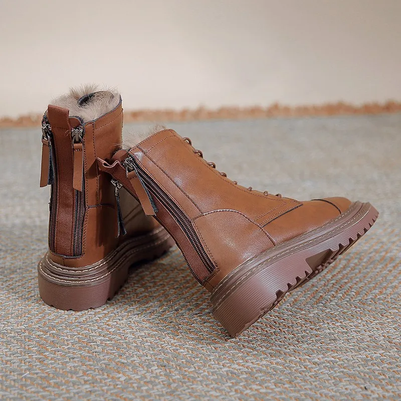 Boots children 2022 winter snow boots women plus velvet warm cotton shoes non-slip locomotive shoes bread shoes frosted leather