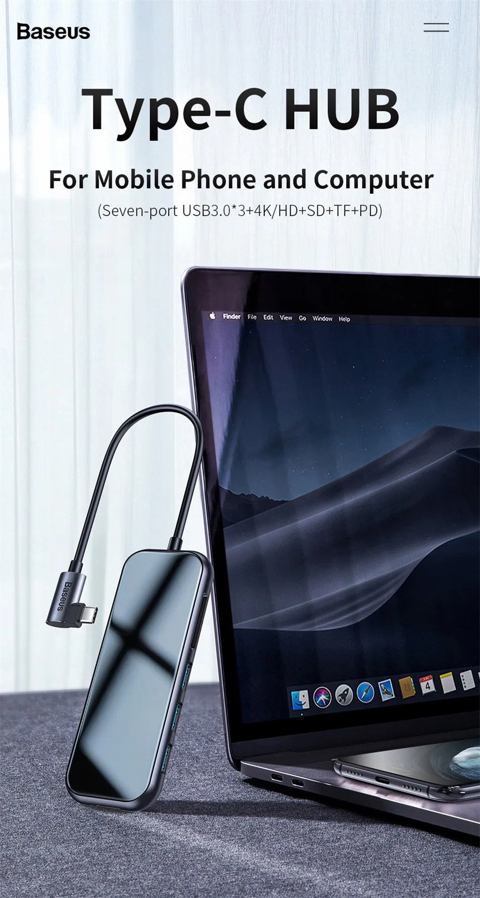 Baseus USB-C Тип C концентратор HDMI RJ45 Мульти USB 3,0 адаптер для MacBook Pro Air док-станция USB C концентратор с Беспроводной Зарядное устройство для наручных часов iWatch