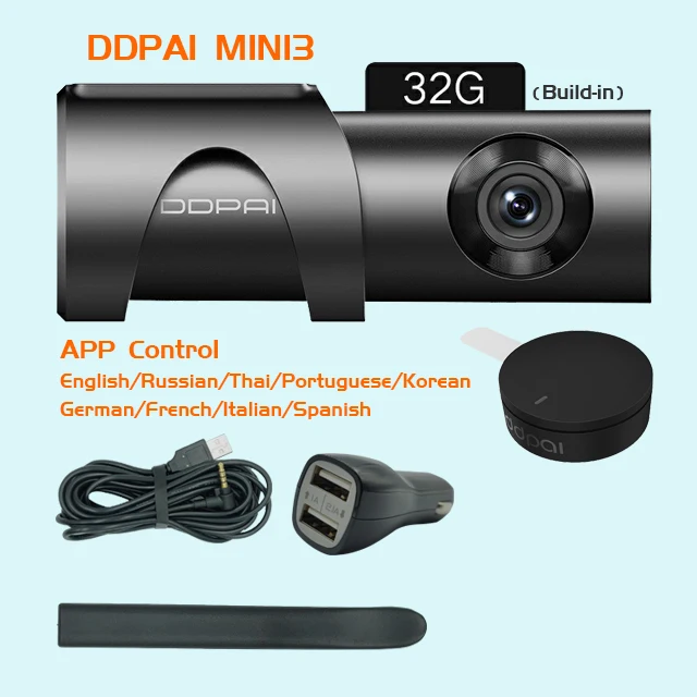 Global DDPai Mini3 Глобальная версия Xiaomi Mijia DDPai Mini3 Dash Cam 32GB eMMC Встроенная память 1600P HD запись 24H монитор парковки - Название цвета: Global DDPai Mini3