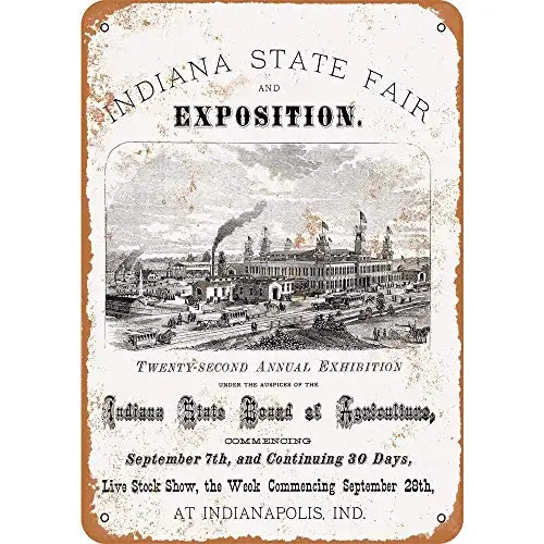 

Металлический жестяной знак Индиана, Государственная Ярмарка и экспозиция, 8 дюймов x 12 дюймов, декоративный алюминиевый знак, настенный зна...
