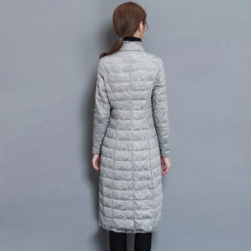 2020 Women's Autumn Fashion Winter Parka Women Cotton Patchwork Lace Coat Slim Grey Female Jacket Abrigos Mujer WXF621 | Женская