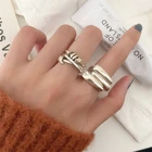 Многослойное кольцо HUANZHI для женщин и девушек, многослойное Ювелирное Украшение с геометрическим дизайном неправильной формы и квадратным декором под серебро вечерние Корейском стиле, 2020